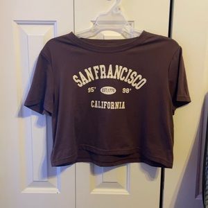 romwe large san francisco brown shirt